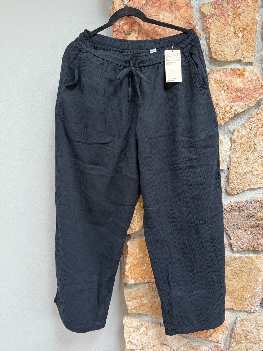 NWT Muji Organic Cotton Lounge Set - Women's Black Wrap top and matching pants. - Picture 4 of 7